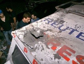 The bombed vehicle that was not identified as belonging to the media