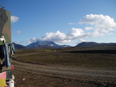 The view from the logistics point at Snaefell