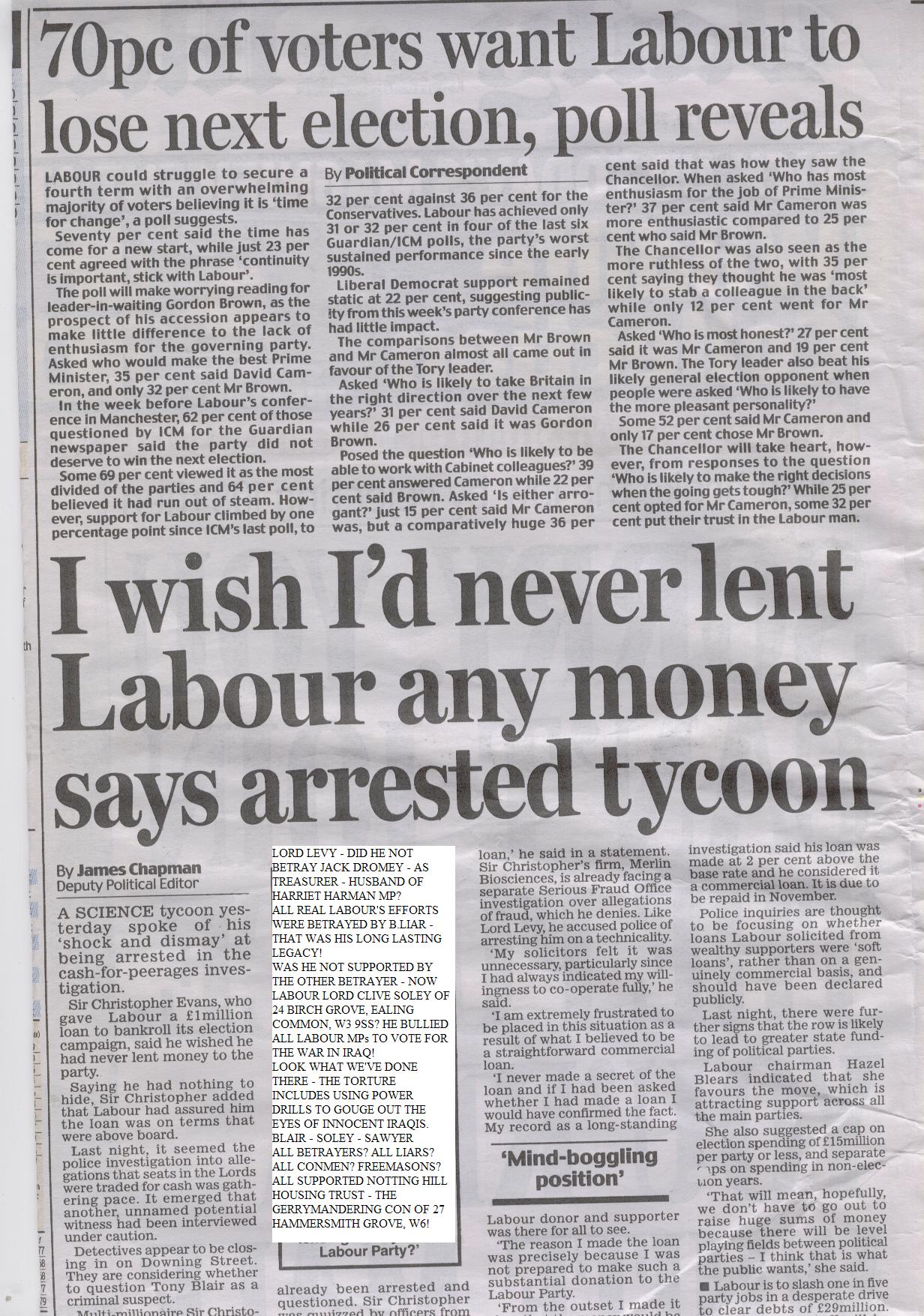 NEW LABOUR WILL LOSE THE ELECTIONS AS IT USES THE SAME EVIL NHHT TACTICS