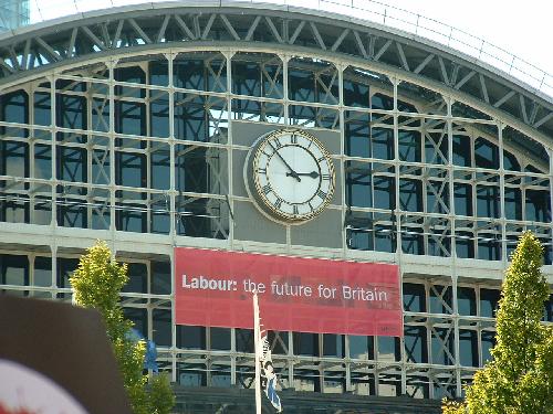 Labour banner on the GMEX building