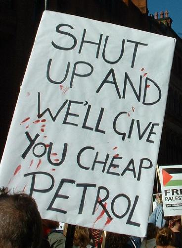 Shut up and we’ll give you cheap petrol