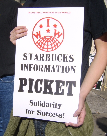 Placard from Starbucks picket. Keep up the boycott!