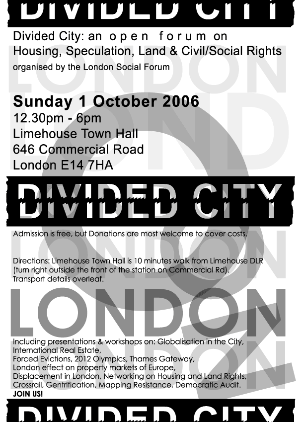 Divided City Open Forum flyer