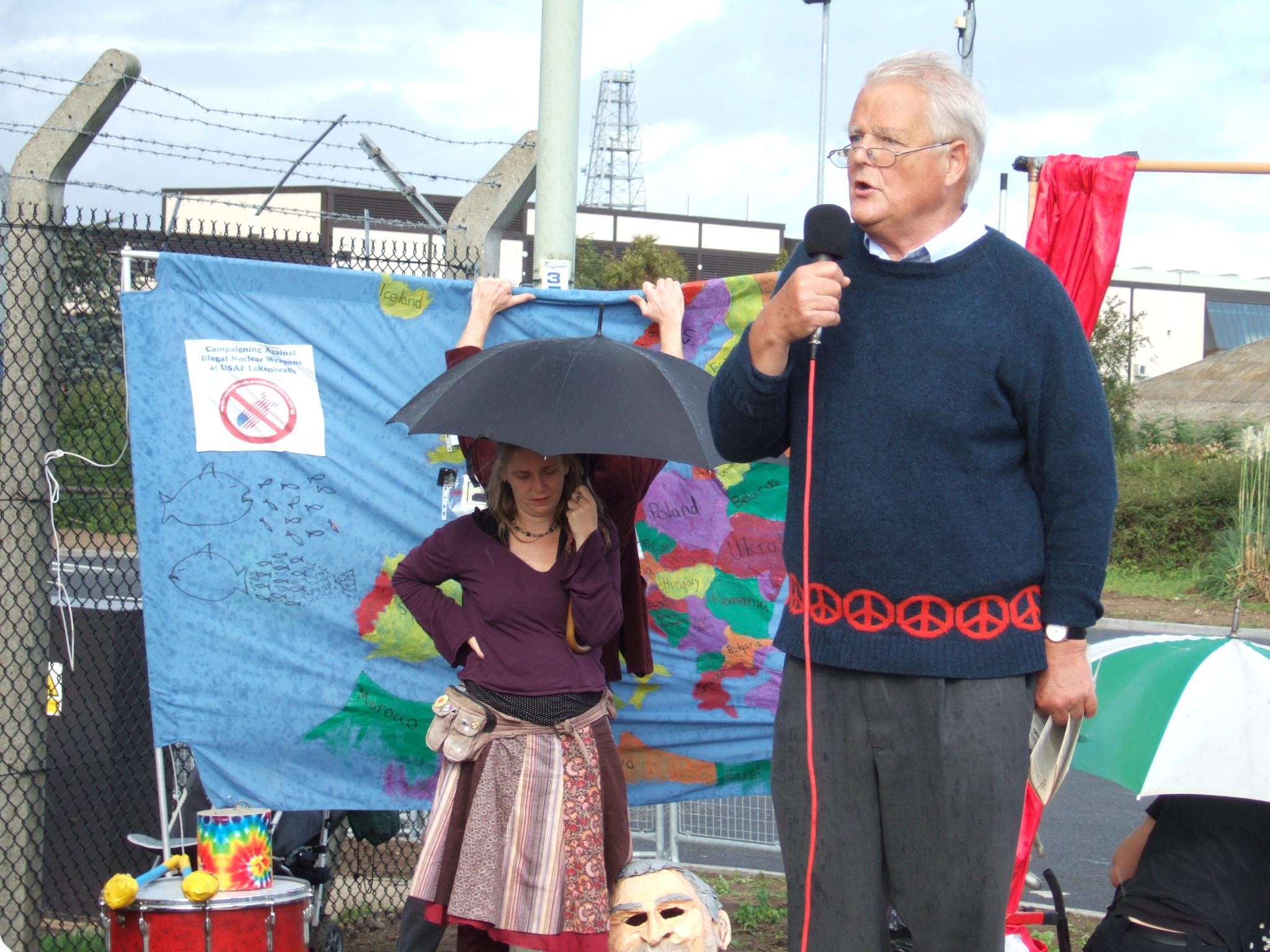 Bruce Kent Speaking at Lakenheath Rally