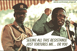 "Seeing all this resistance just tortures me...or you" - Robert Mugabe