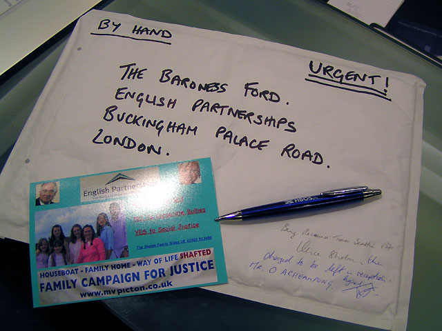 Shalom Family Campaign Letter of Appeal to Baroness Ford English Partnerships