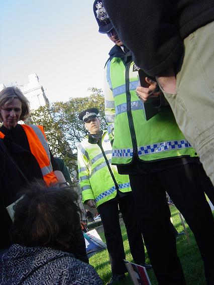 protestor stays firm