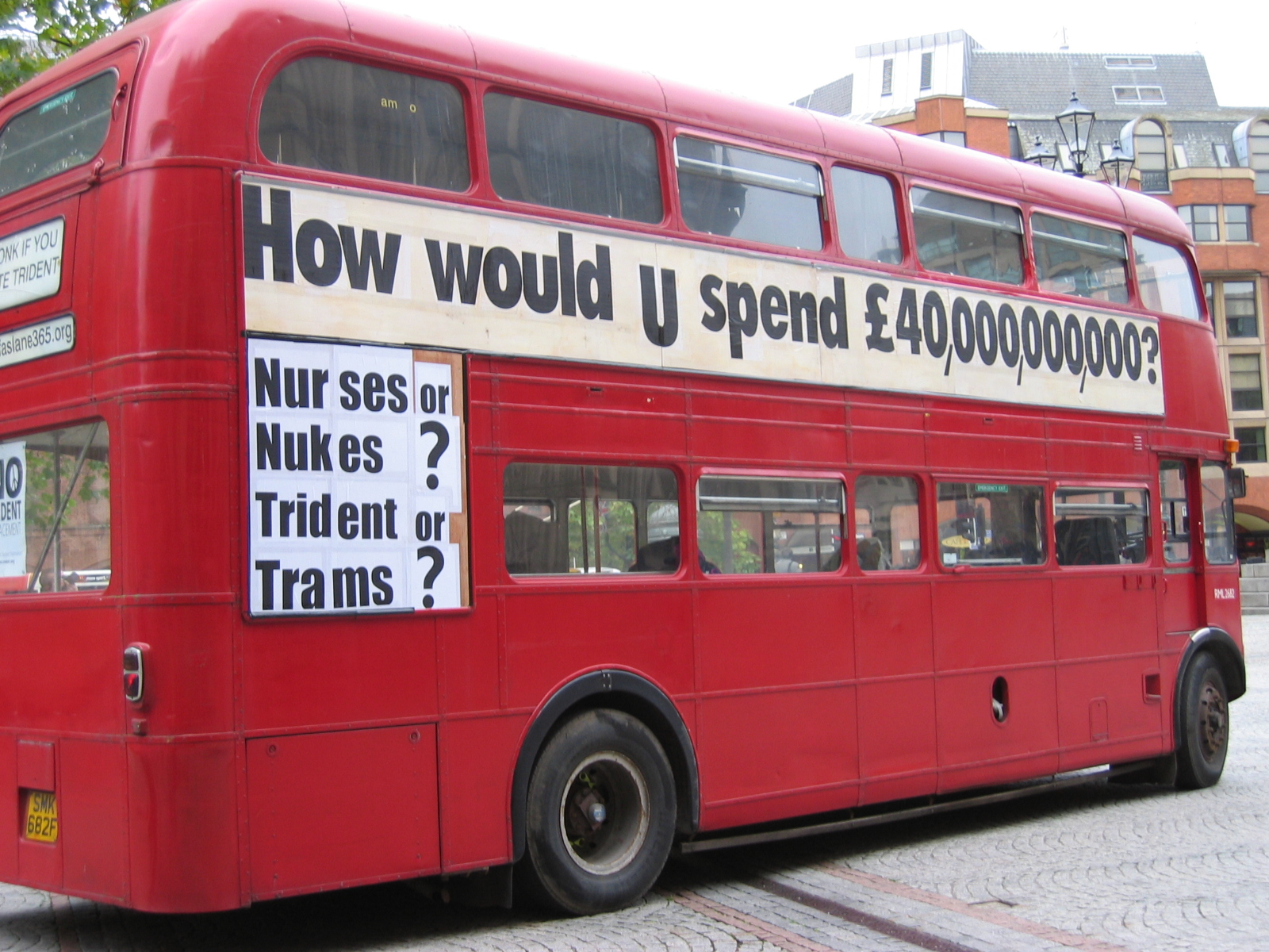 Red bus departs Manchester for Faslane-2