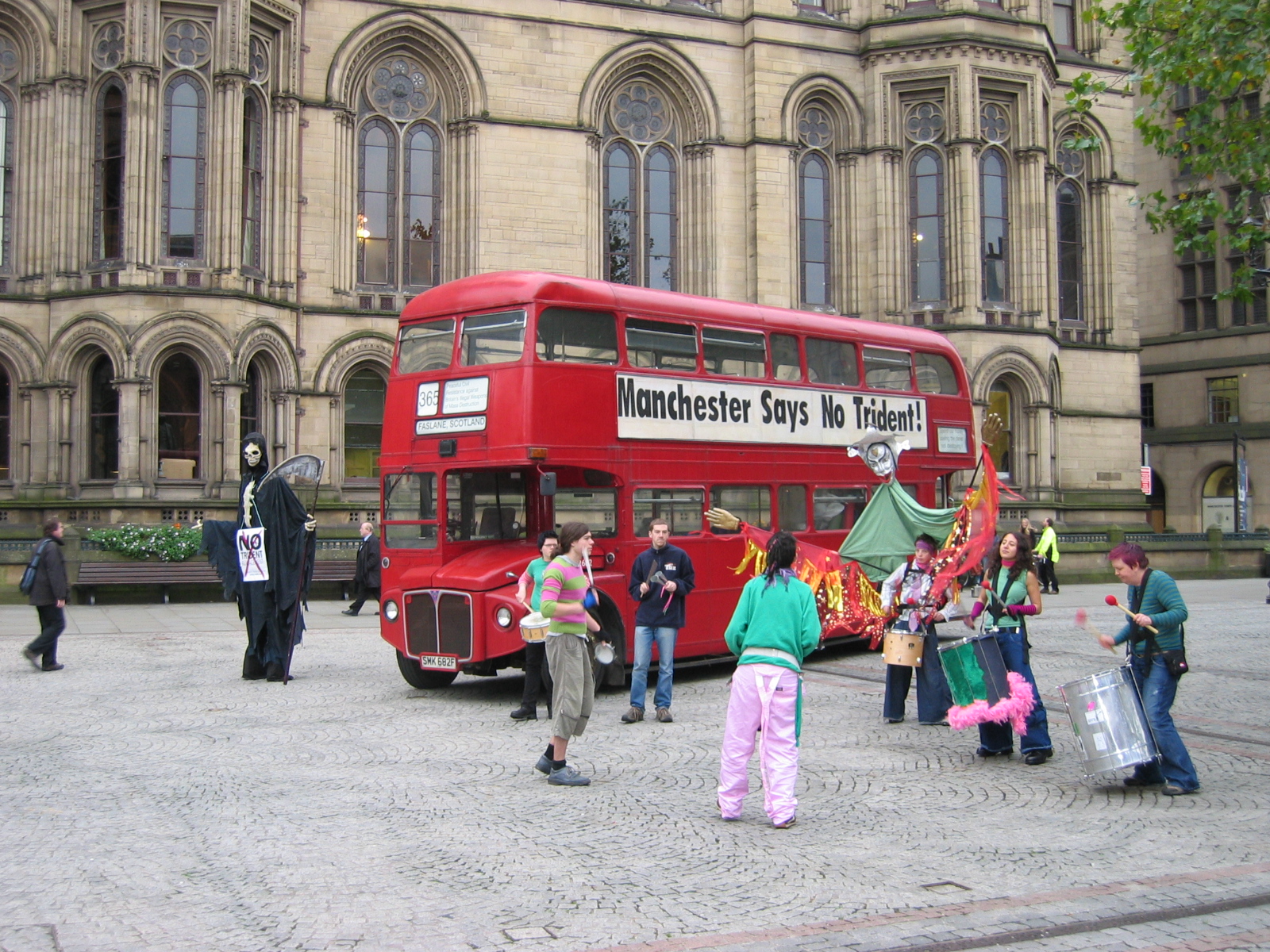 Red bus departs Manchester for Faslane-3