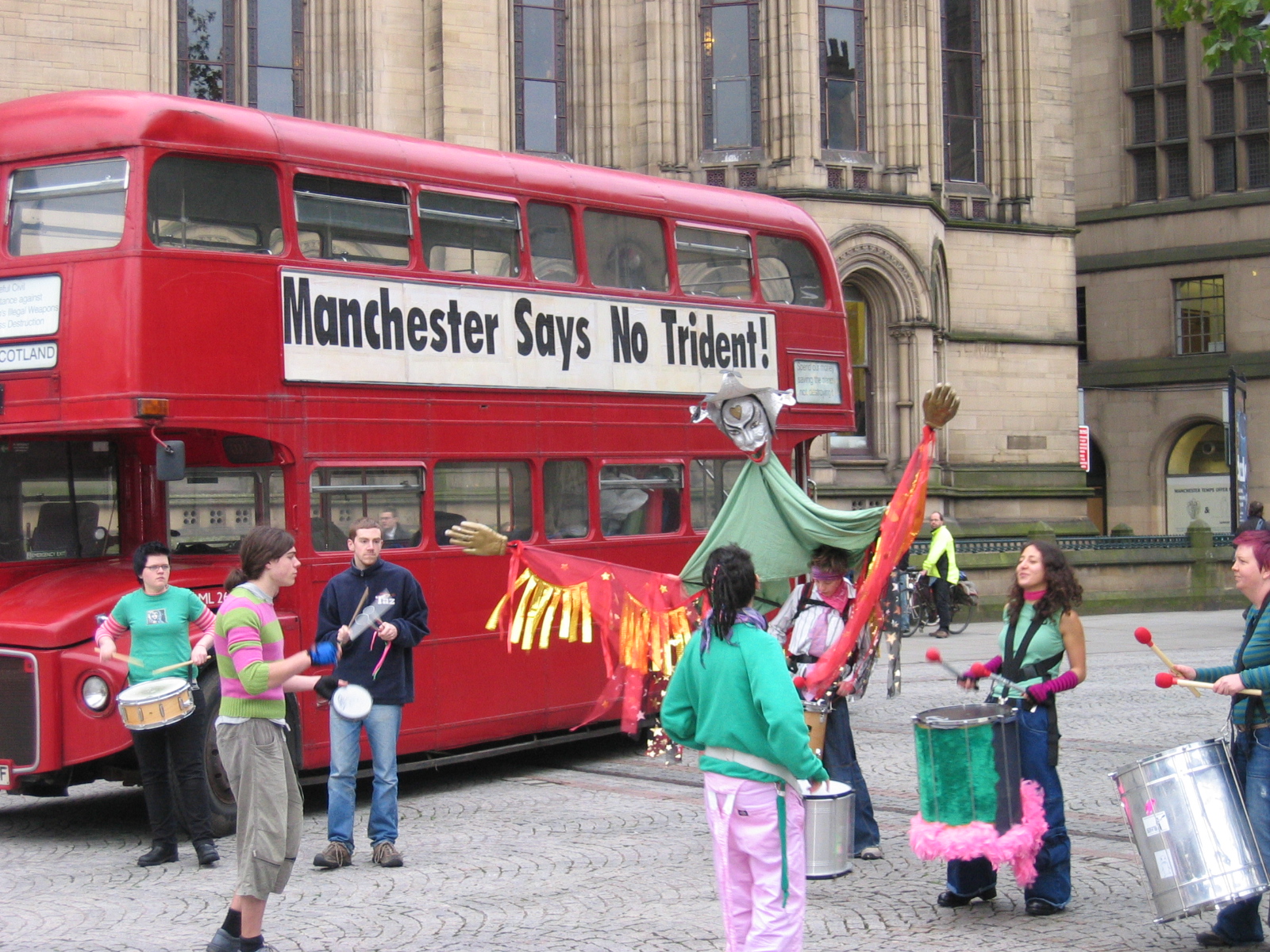 Red bus departs Manchester for Faslane-4