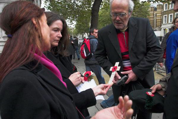 Family members prepare for the procession