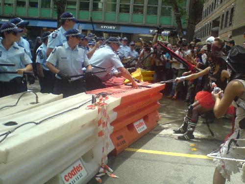 Protestors were on the offensive