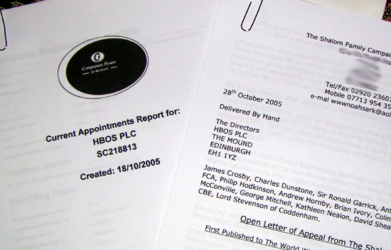 Flashback Earlier Appeal for Help HBOS Board Directors Edinburgh