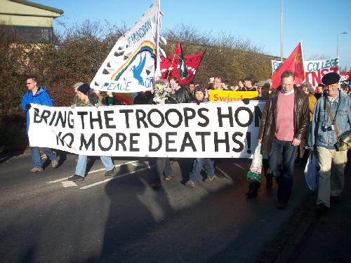 Marching up to the gates of RAF Brize Norton