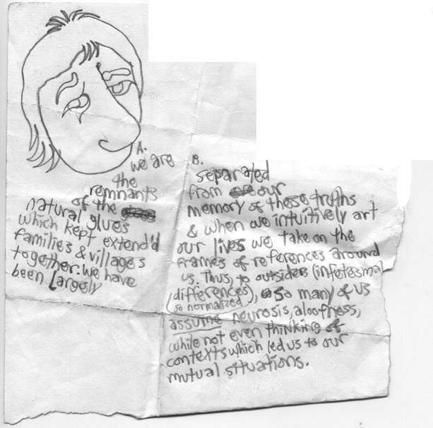 drawing and hand-written text