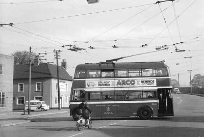Nottingham Trolleybus on Derby Road, 1962