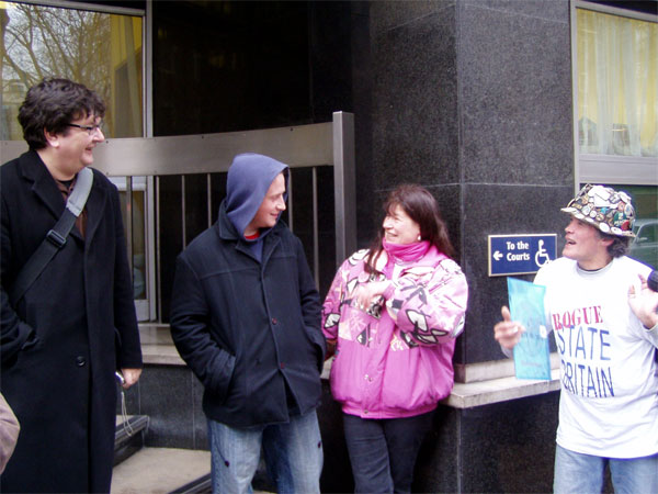 Mark Wallinger, Martin, Barbara and Brian outside Westminster Court