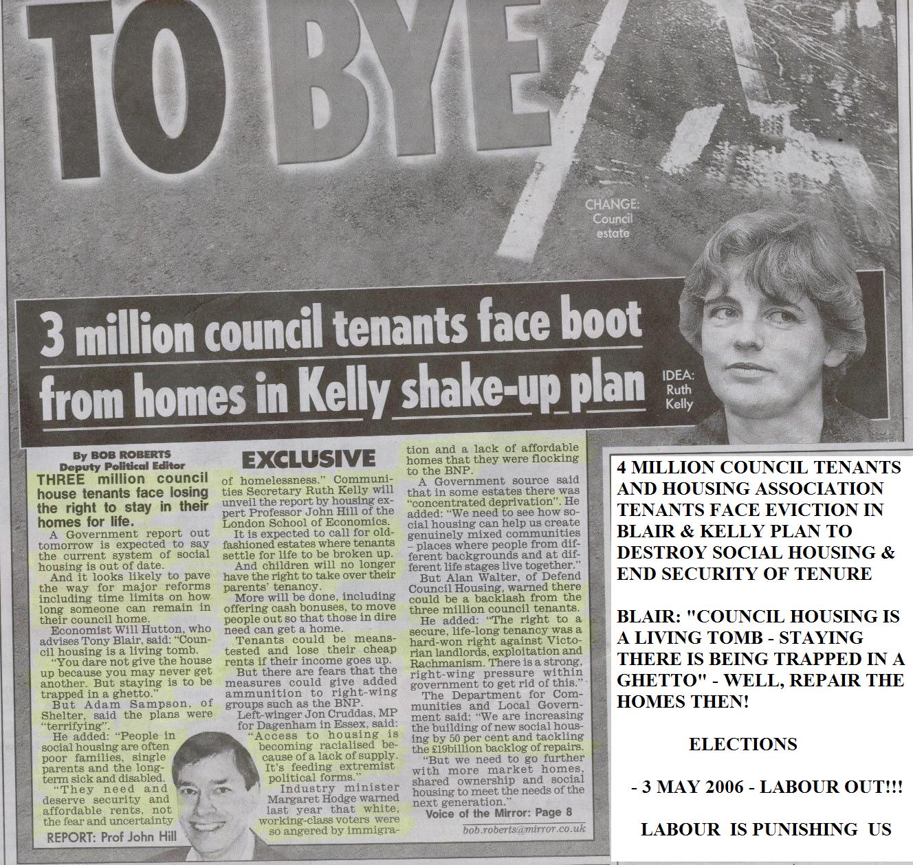 Blair Policy to sell off Council and Housing Association homes to highest bidder