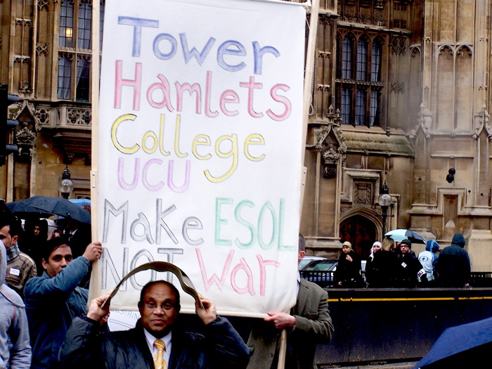 Banner outside Parliament