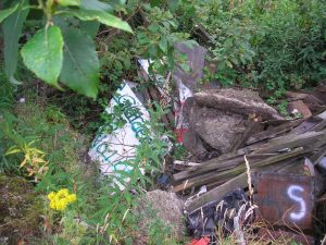 After earlier work nearby, murals were trashed and flytipped by contractors