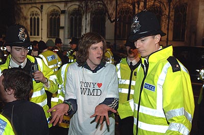 "Move along sir, we dont want your tshirt to upset the Prime Minister."
