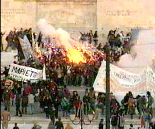 fire bomb thrown by cop