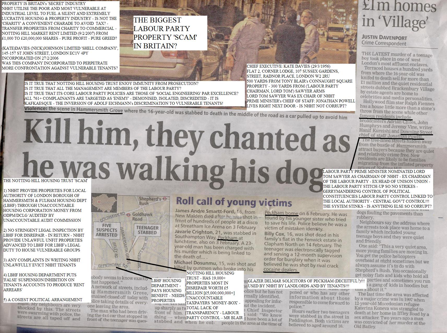 NHHT LABOUR PARTY PLAN - INHIBITION - RENT ARREARS - GAS SAFETY CHECK - DECEIT?