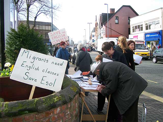 Save ESOL petition and placards