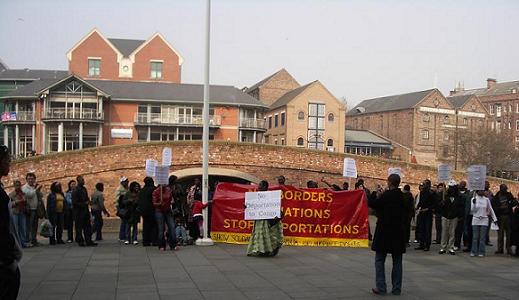 Photo at Bridewell, after demo and march from Nottingham's new Market Square
