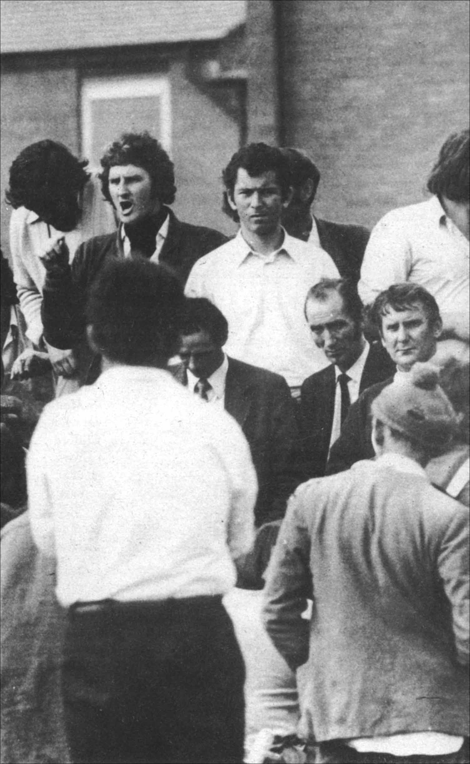 Growcott at the meeting. Notice the blood streaming down his back!