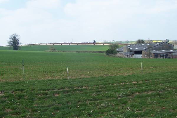 PIpeline laid out ready at Peterstow near Ross-on-Wye.