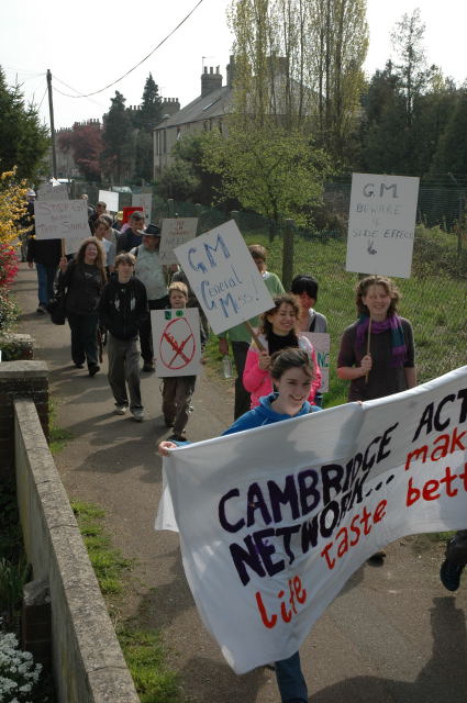 The march snakes through Histon