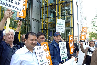 At Marks and Spencers HQ the GMB are protesting over health and safety...