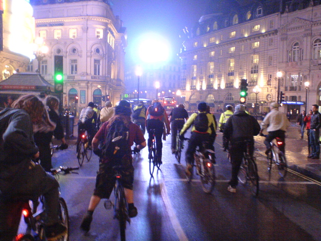 The Mass entering Picadilly Circus