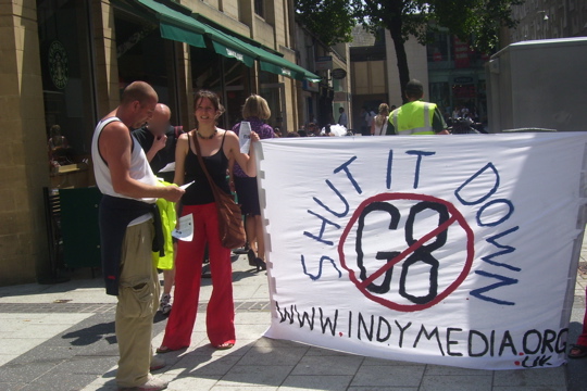 Leafleting in Queen street