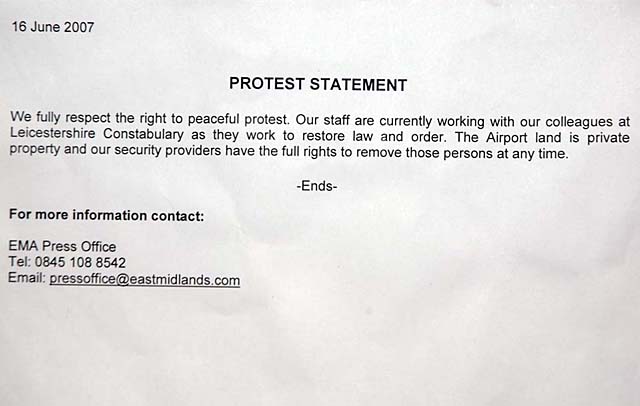 East Midland Airport : Press release