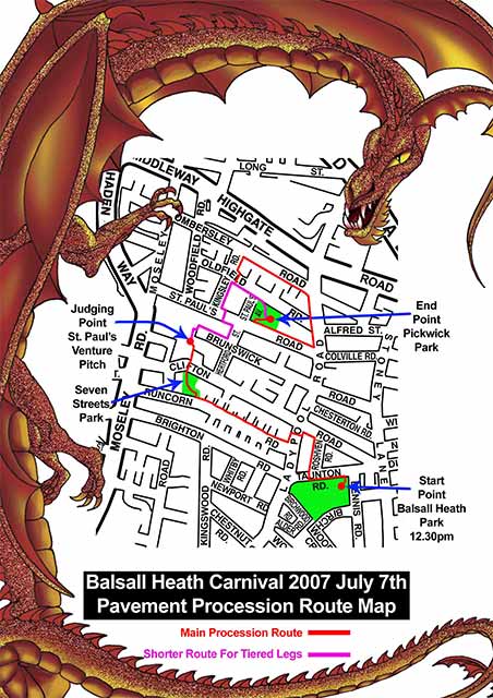 the changed pavement route for the procession