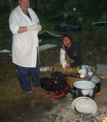 At the camp, just after the attack...