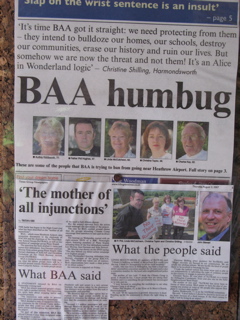 Local paper's response to BAA injunction posted in church
