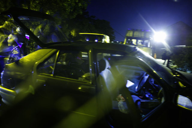 Police is checking all vehicles, by the gates to the site, recording all persons