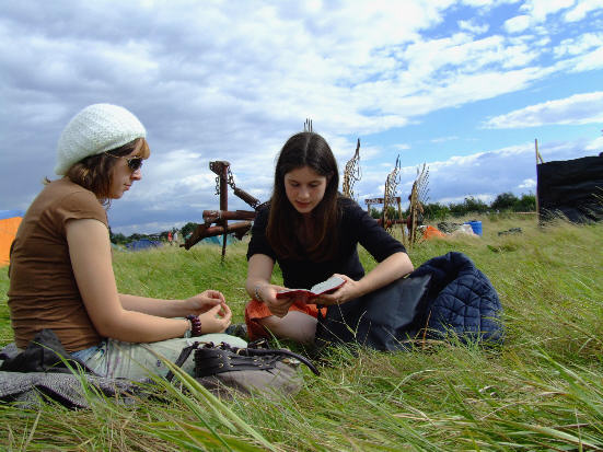 Two day trippers discuss one workshop and plan the next