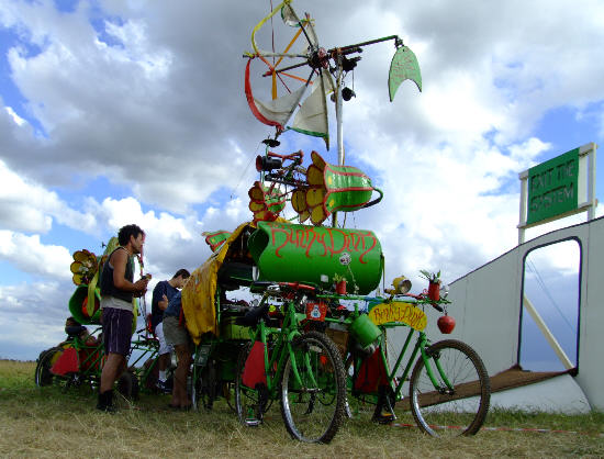 The Rinky Dink pedal-powered sound system tours the camp