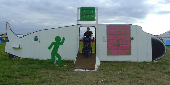 Climate Camp grounds aeroplane