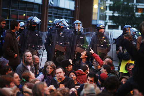 keeping the spirit up with police songs.