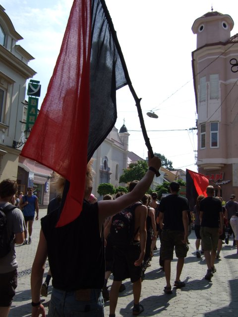 marching through the town centre