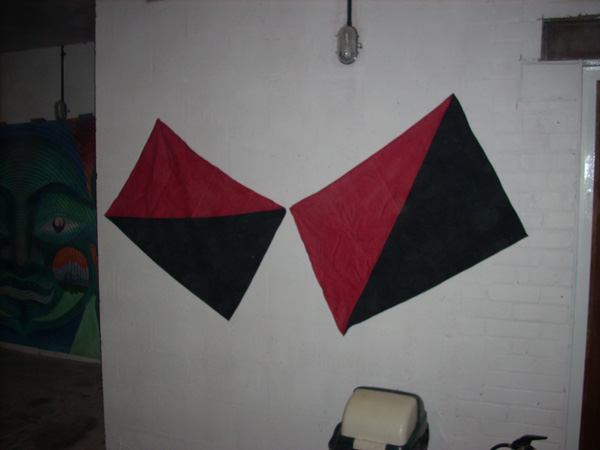 Two nice red and black flags. One would later be 'borrowed'!