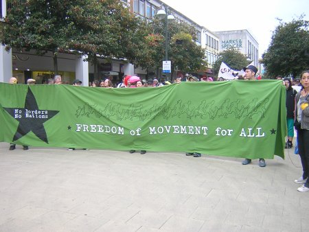 Front banner at the demo