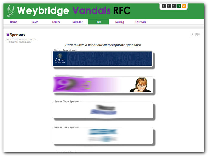 Weybridge Vandals RFC Kind Corporate Sponsors Crest Nicholson