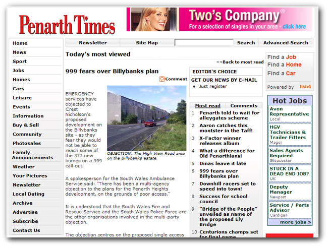 Penarth Times Wales Headline 999 Fears Over Crest Nicholson Penarth Heights