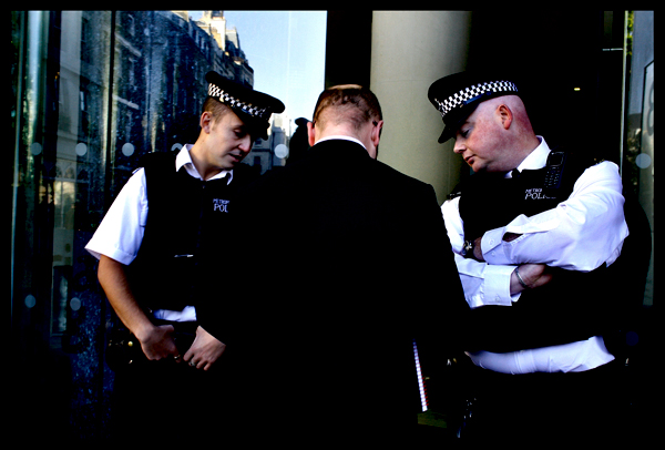 Police forces checking passes